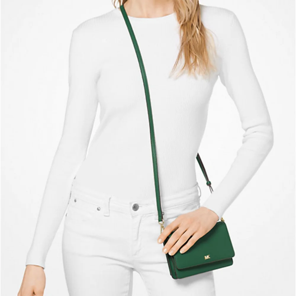 MICHAEL KORS Pebbled Leather Convertible Crossbody - Coral - Picture 12 of 12